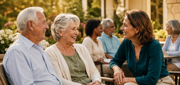 Labor Day in Senior Living — The Heart Behind Every Move-In Senior living team member sharing a joyful conversation with an older couple